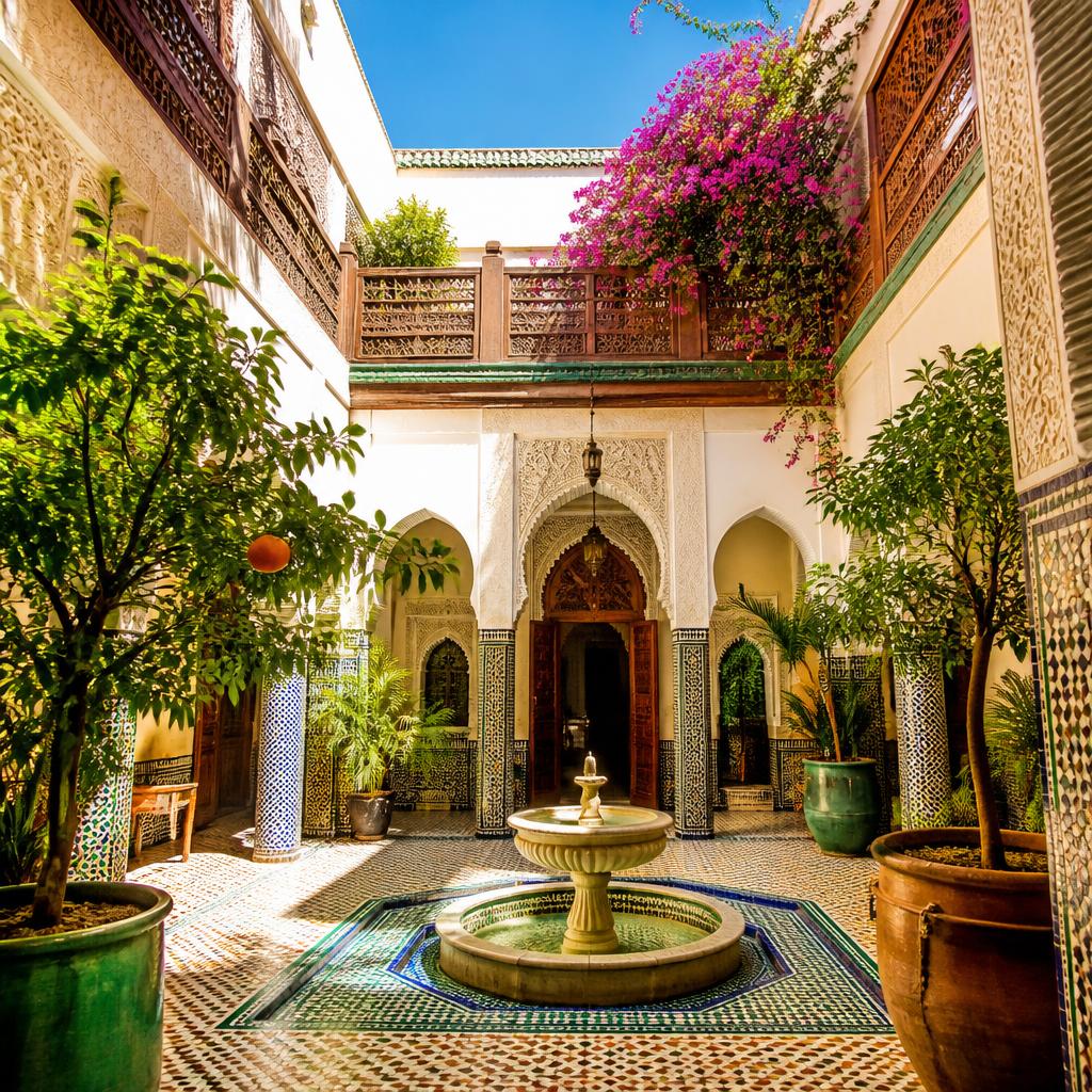 Marrakech — Riad courtyards and rose-water dusk.